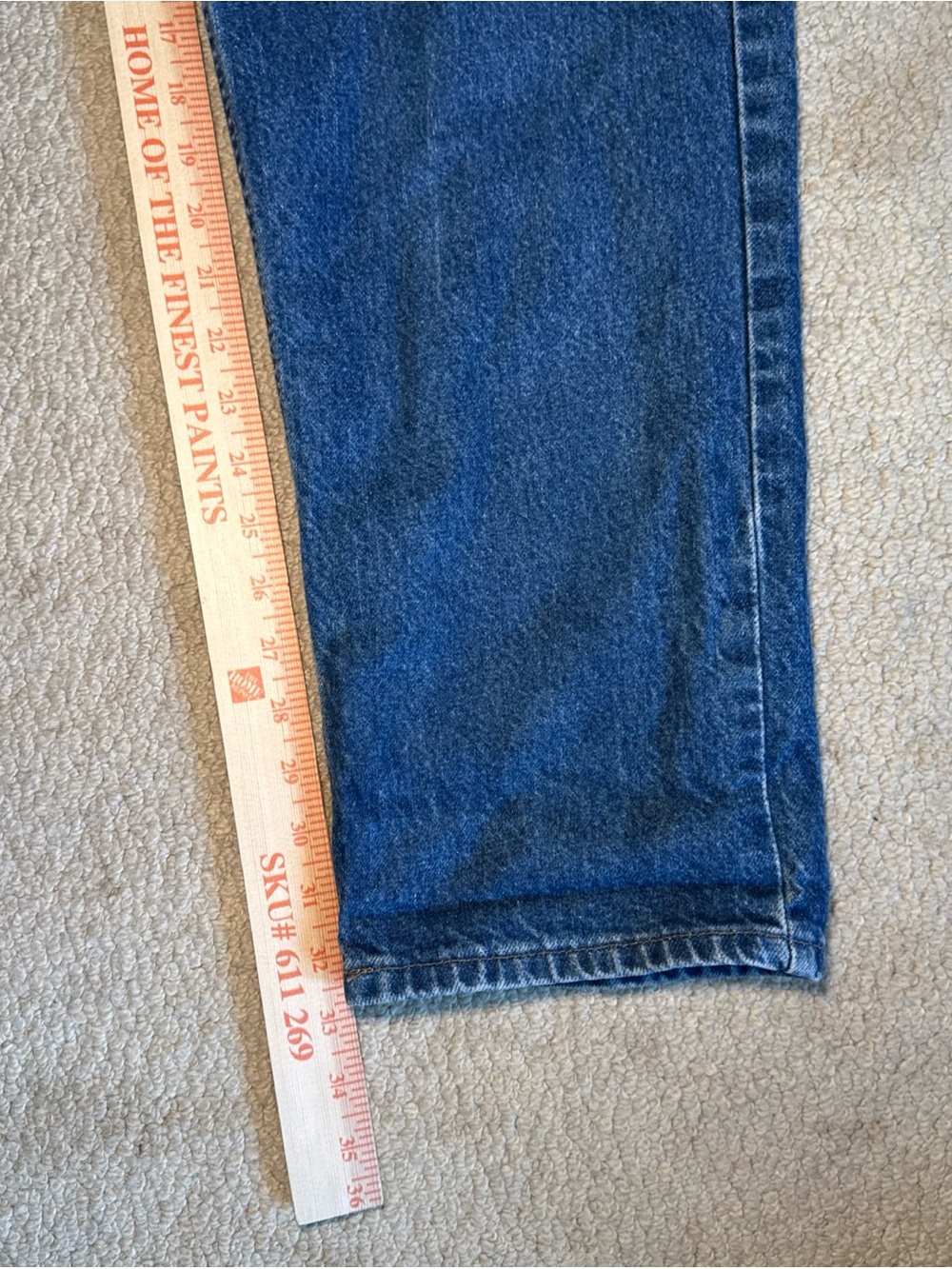 Vintage Carhartt Denim Relaxed Fit Jeans Leather Patch 2002 Workwear | 38Wx34L - Picture 6 of 8